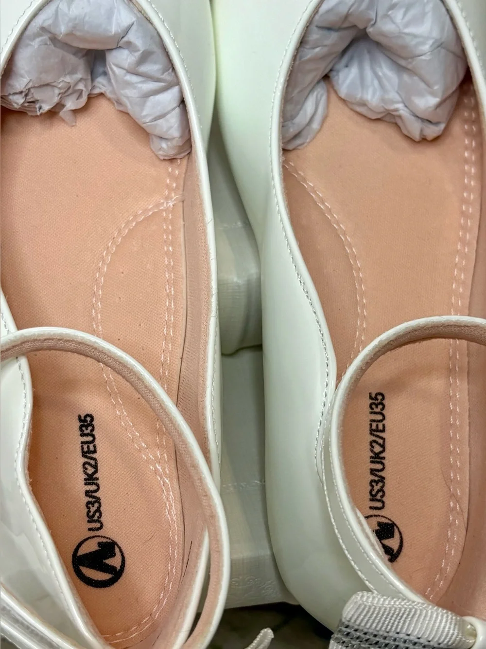 Girls White Patent Mary Jane Dress Shoes Ballerina Bow Size 3 Flower Girl